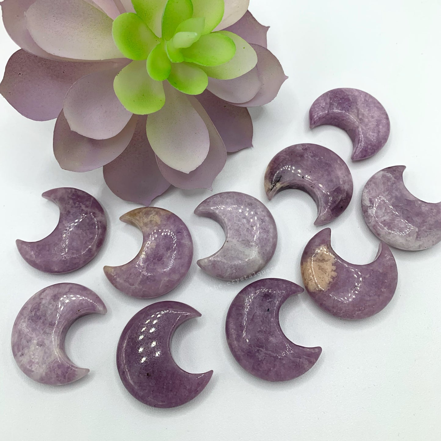 Lepidolite Moon Carving