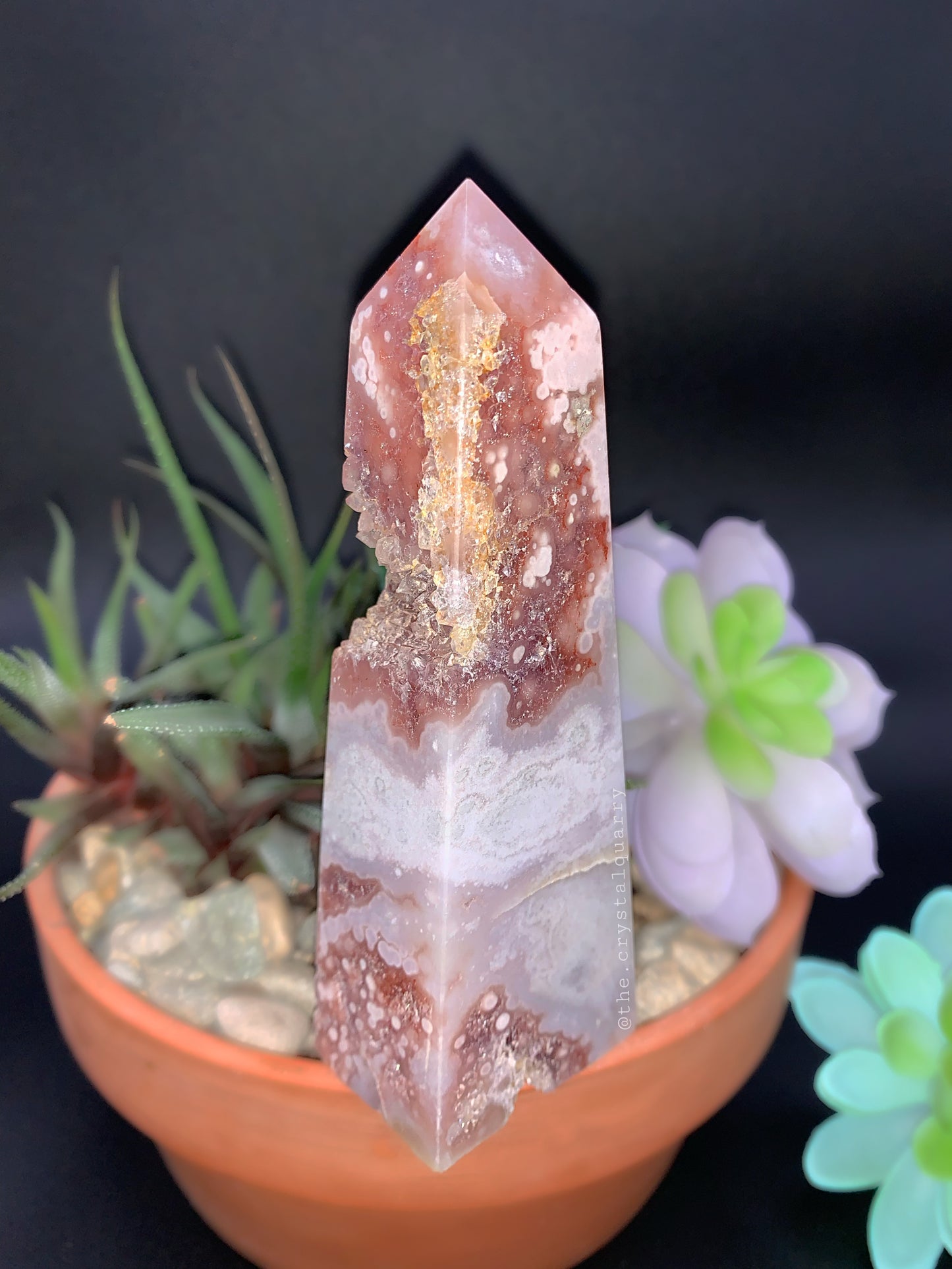 Pink Flower Amethyst Tower