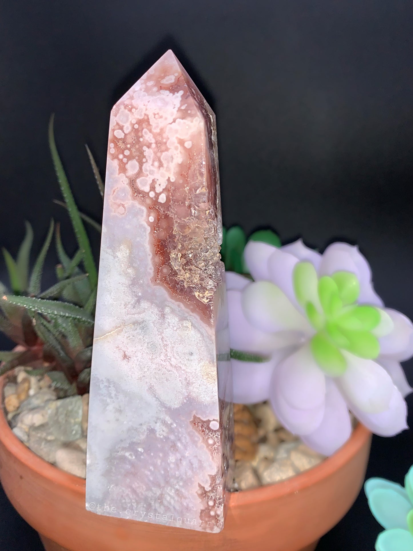 Pink Flower Amethyst Tower