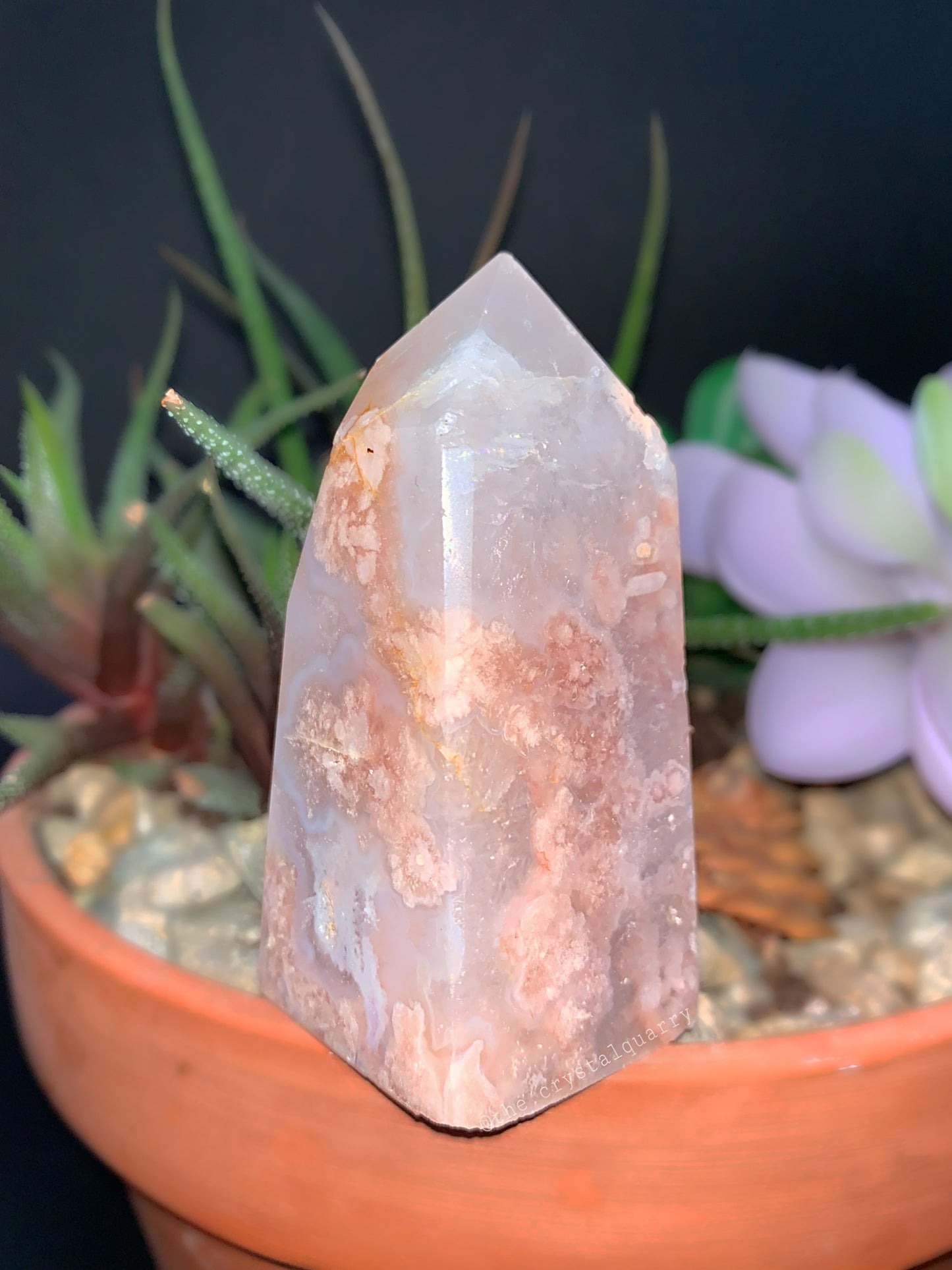 Pink Flower Amethyst Tower